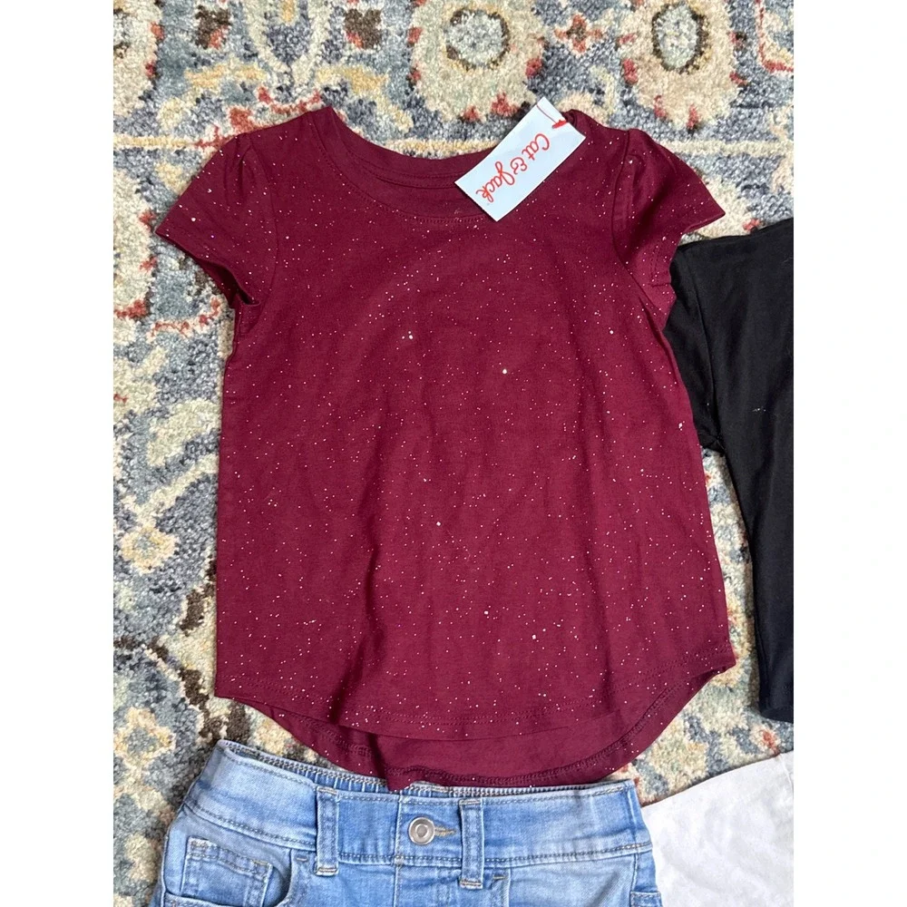 Band Tee Denim Shorts Girls 4/5‎ Bundle